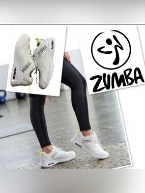 Zumba White Athletic Sneakers with Neon Yellow Accent